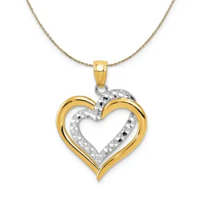 14k Two Tone Gold Diamond Cut Intertwined Hearts Necklace