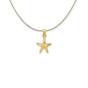 14k Yellow Gold 12mm Diamond Cut Starfish Necklace