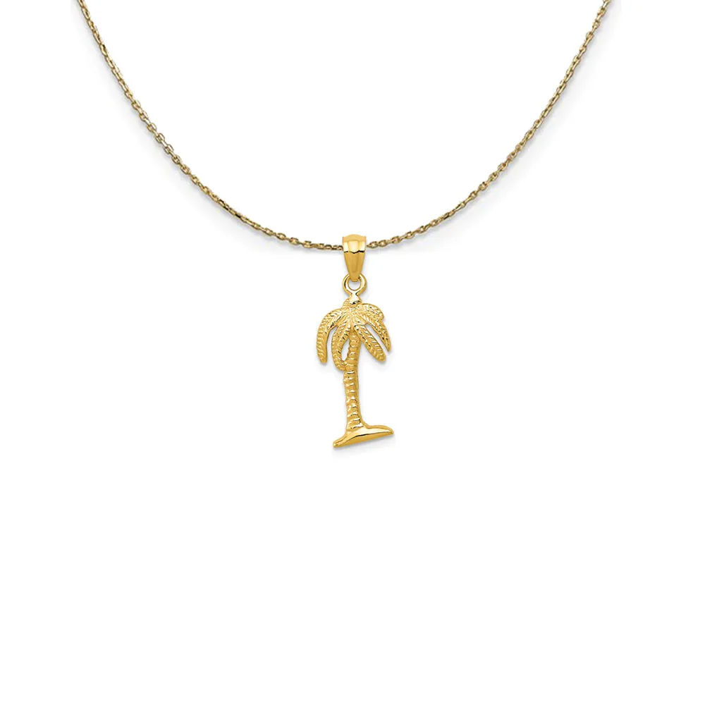 14k Yellow Gold 24mm Polished Palm Tree Necklace