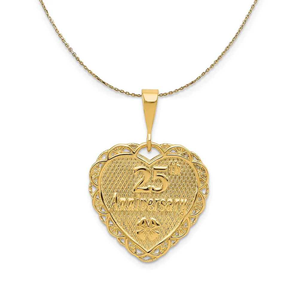 14k Yellow Gold 25th Anniversary Scalloped Heart Necklace