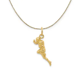 14k Yellow Gold 2D Football Player (7 x 26mm) Necklace