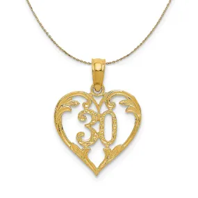 14k Yellow Gold 30 Heart Scroll Design Necklace