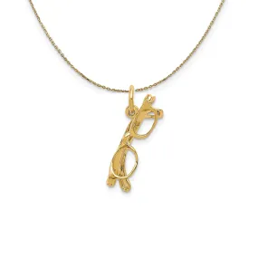 14k Yellow Gold 3D Glasses Necklace