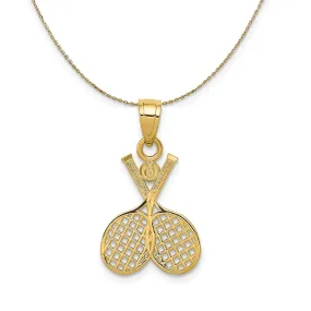 14k Yellow Gold Double Tennis Racquet Necklace