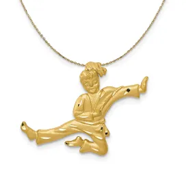 14k Yellow Gold Female Karate Kicker Necklace