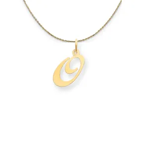 14k Yellow Gold LG Fancy Script Initial O Necklace