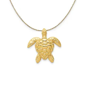 14k Yellow Gold Medium Sea Turtle Slide (18mm) Necklace