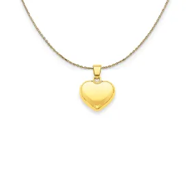 14k Yellow Gold Puffed Heart Necklace