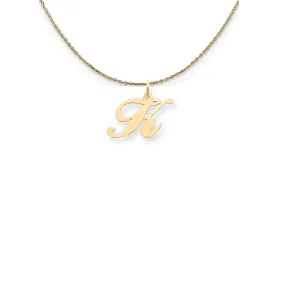 14k Yellow Gold Small Fancy Script Initial K Necklace