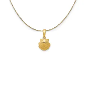 14k Yellow Gold Textured Scallop Shell (10mm) Necklace