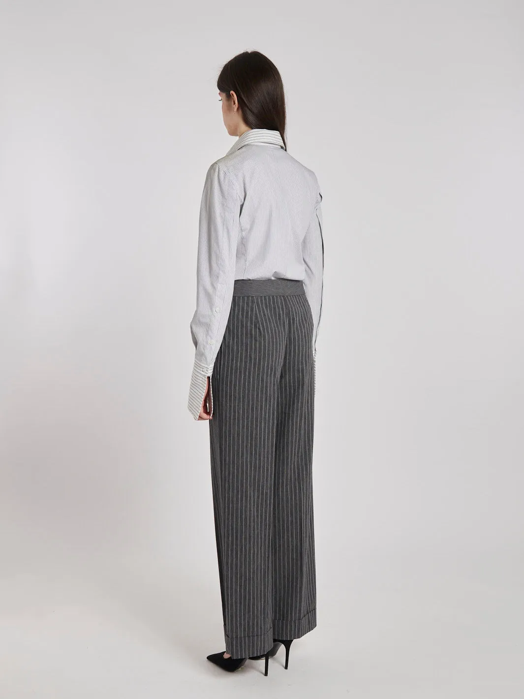 1990s Antonio Marras grey palazzo pants with striped pattern