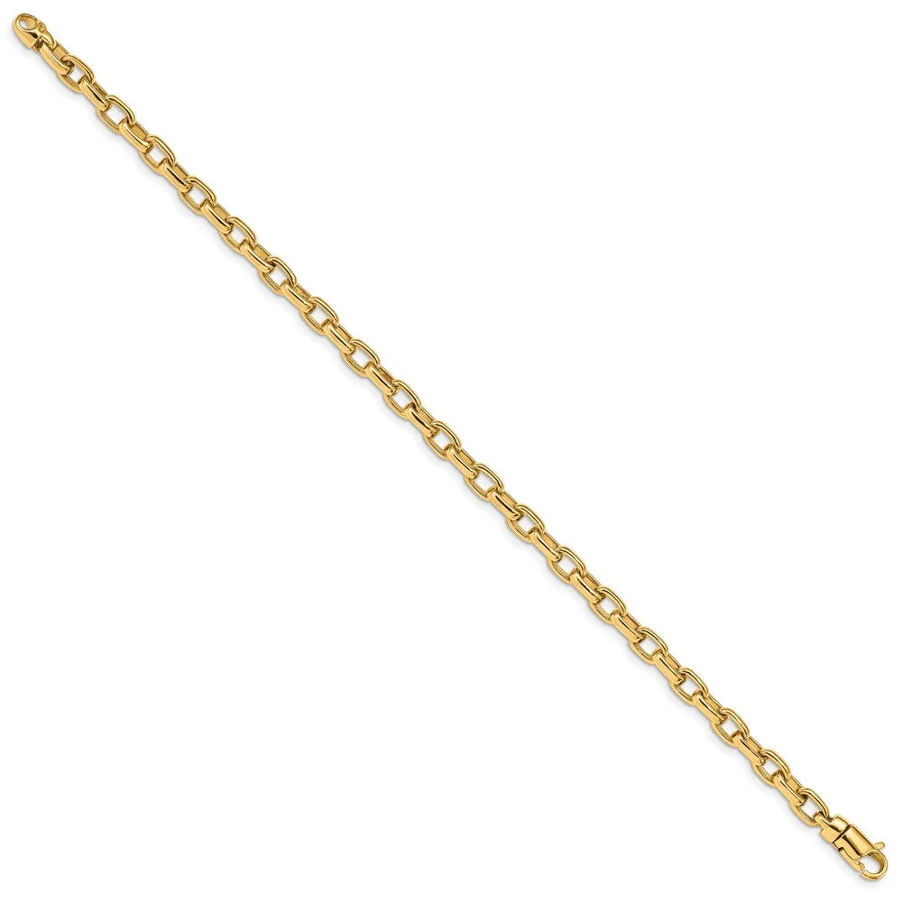 5mm 14K Yellow Gold Solid Polished Fancy Cable Chain Bracelet