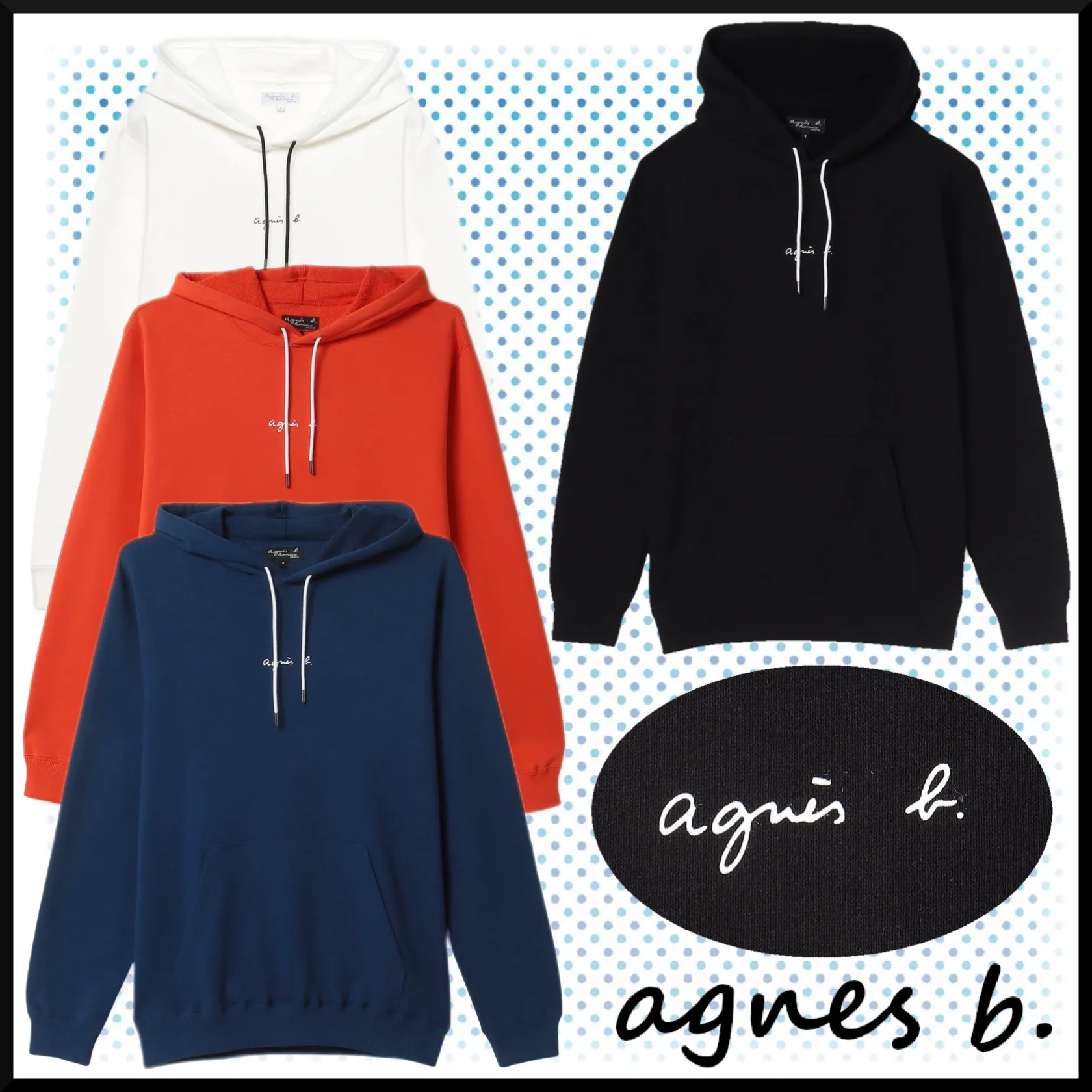 Agnes b  |Unisex Street Style Long Sleeves Plain Cotton Logo Hoodies