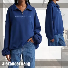 Alexander Wang  |Long Sleeves Plain Cotton Oversized Logo