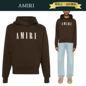 AMIRI  |Street Style Bi-color Long Sleeves Plain Cotton Logo Hoodies