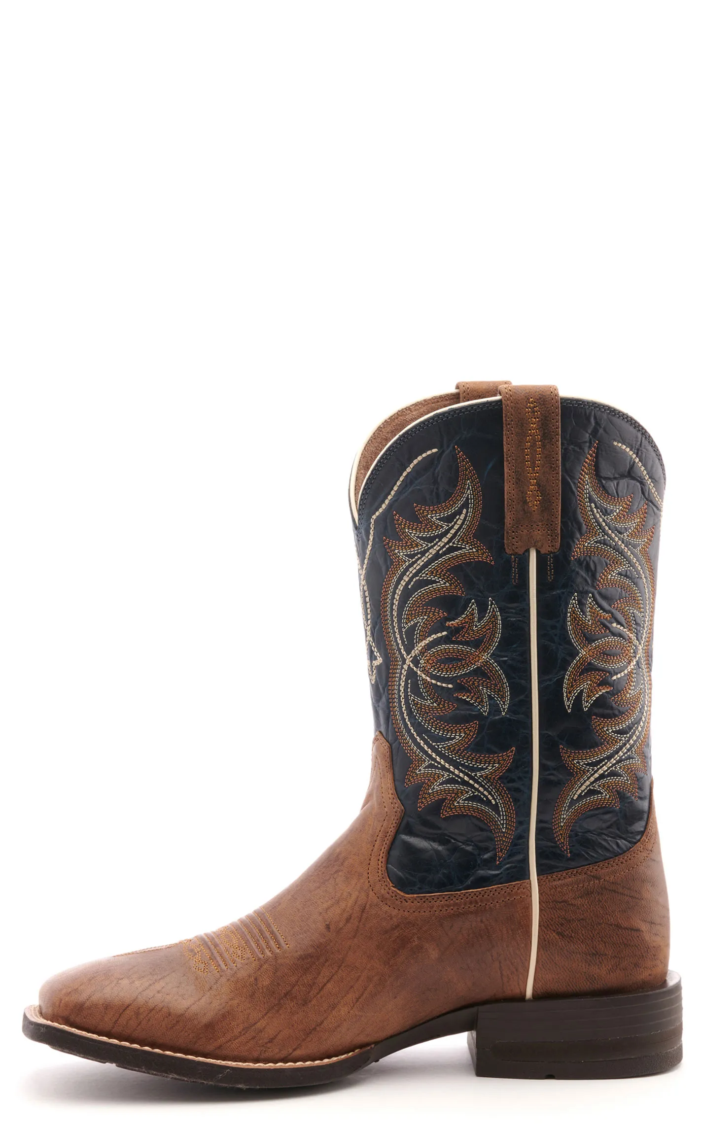 Ariat Men's Holder Spruce Brown and Navy Shock Shield Wide Square Toe Cowboy Boot