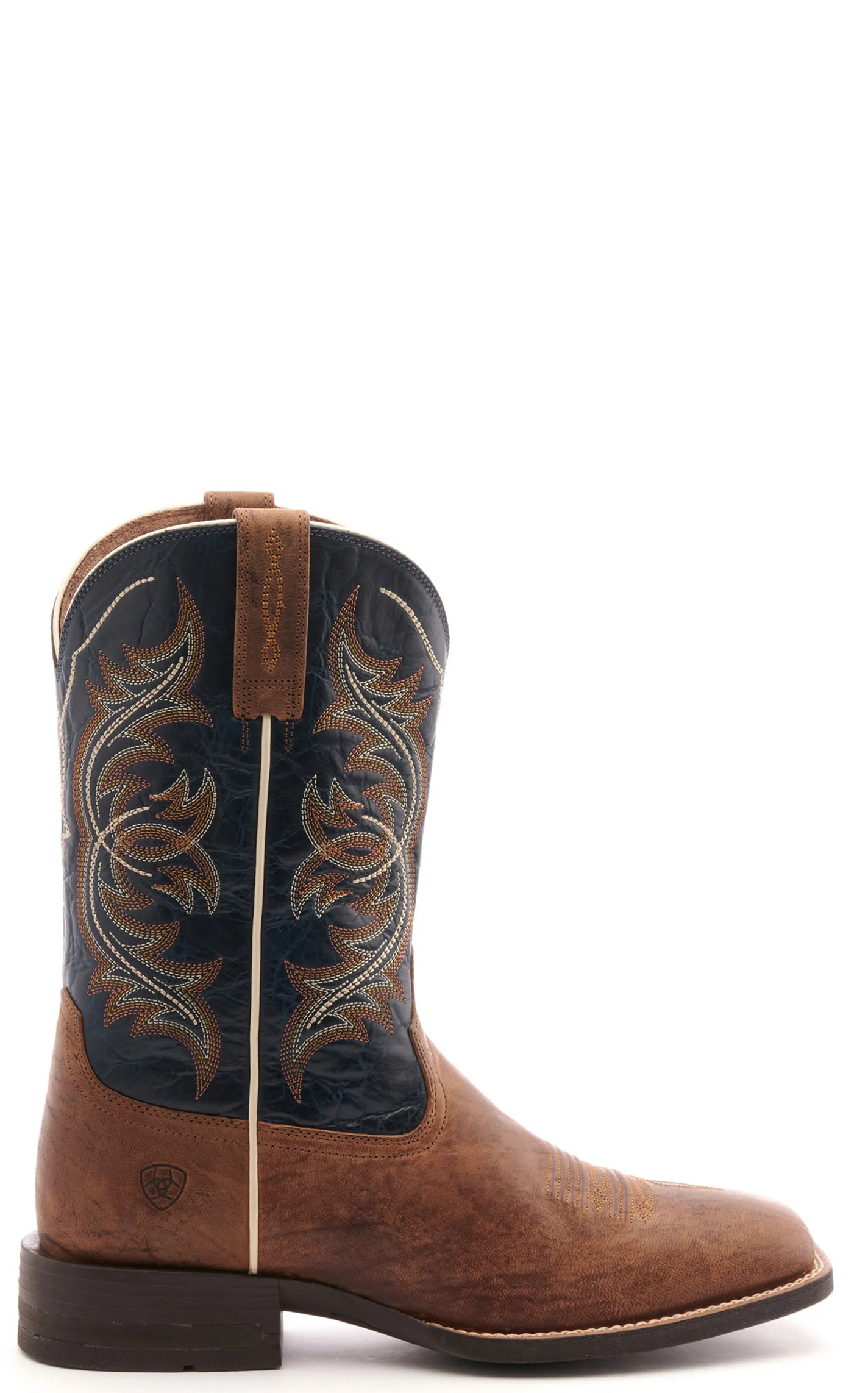 Ariat Men's Holder Spruce Brown and Navy Shock Shield Wide Square Toe Cowboy Boot