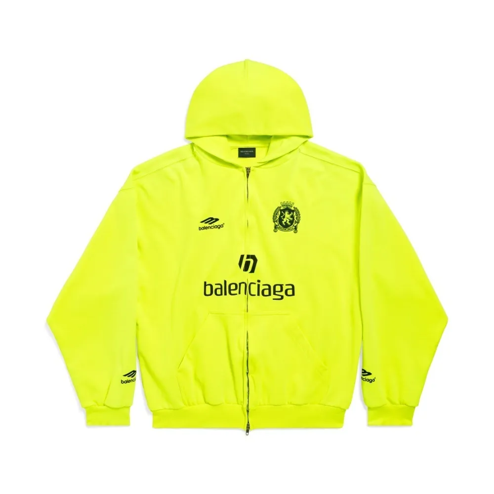 BALENCIAGA  |Men's Paris Soccer Zip-up Hoodie Medium Fit in Neon Yellow