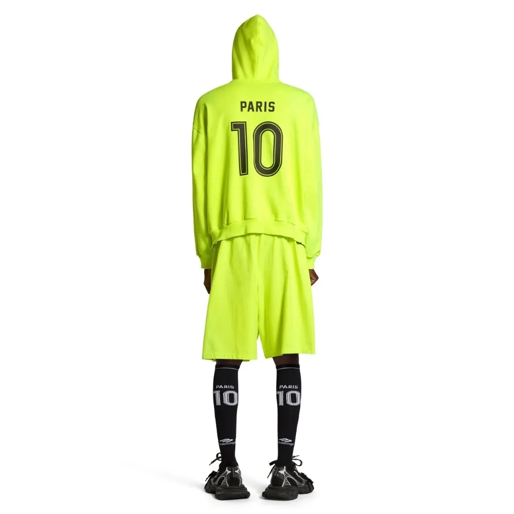 BALENCIAGA  |Men's Paris Soccer Zip-up Hoodie Medium Fit in Neon Yellow