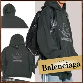 BALENCIAGA  |Street Style Long Sleeves Cotton Logo Hoodies & Sweatshirts