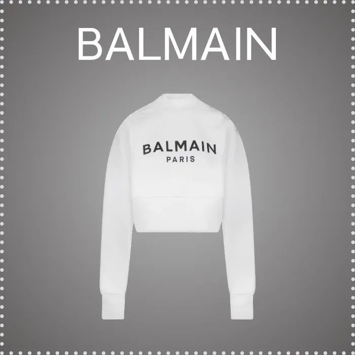 BALMAIN  |Street Style Cotton Logo Hoodies & Sweatshirts