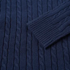 Beams Plus Cable Crew KnitNavy