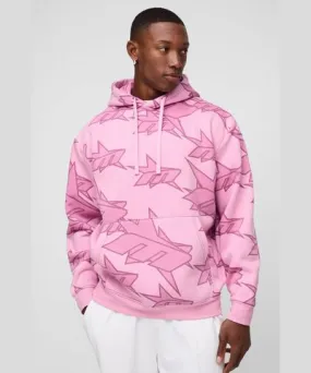 boohoo Mens Oversized All Over Star Printed Hoodie