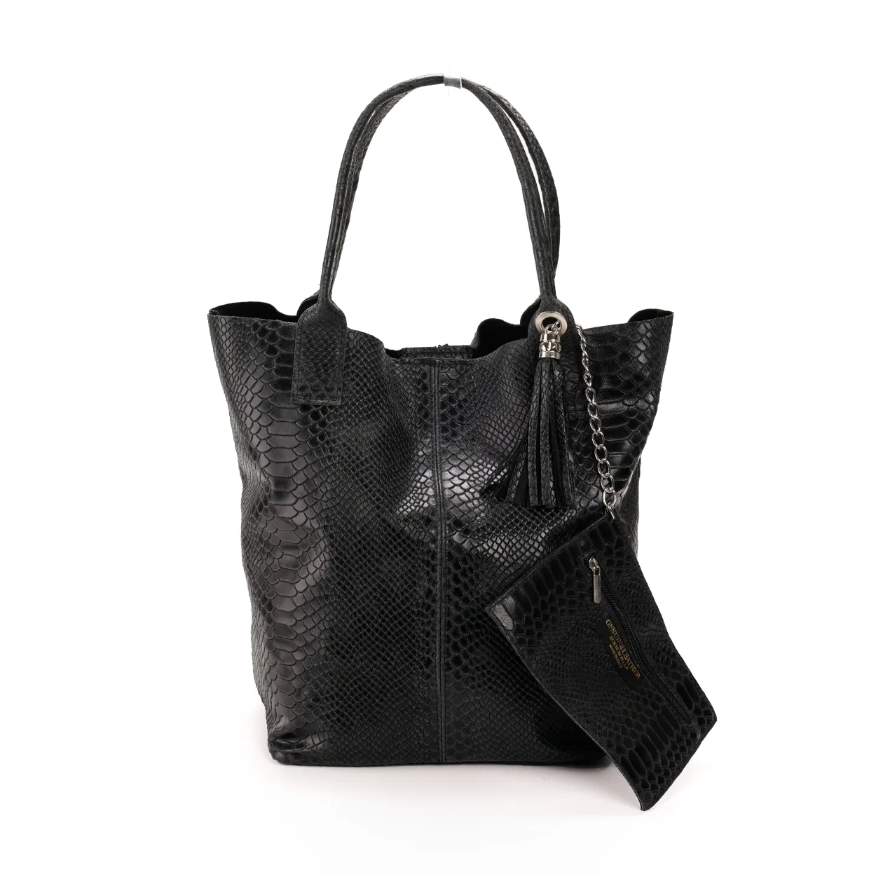 BORSA IN PELLE NERA GENUINE LEATHER