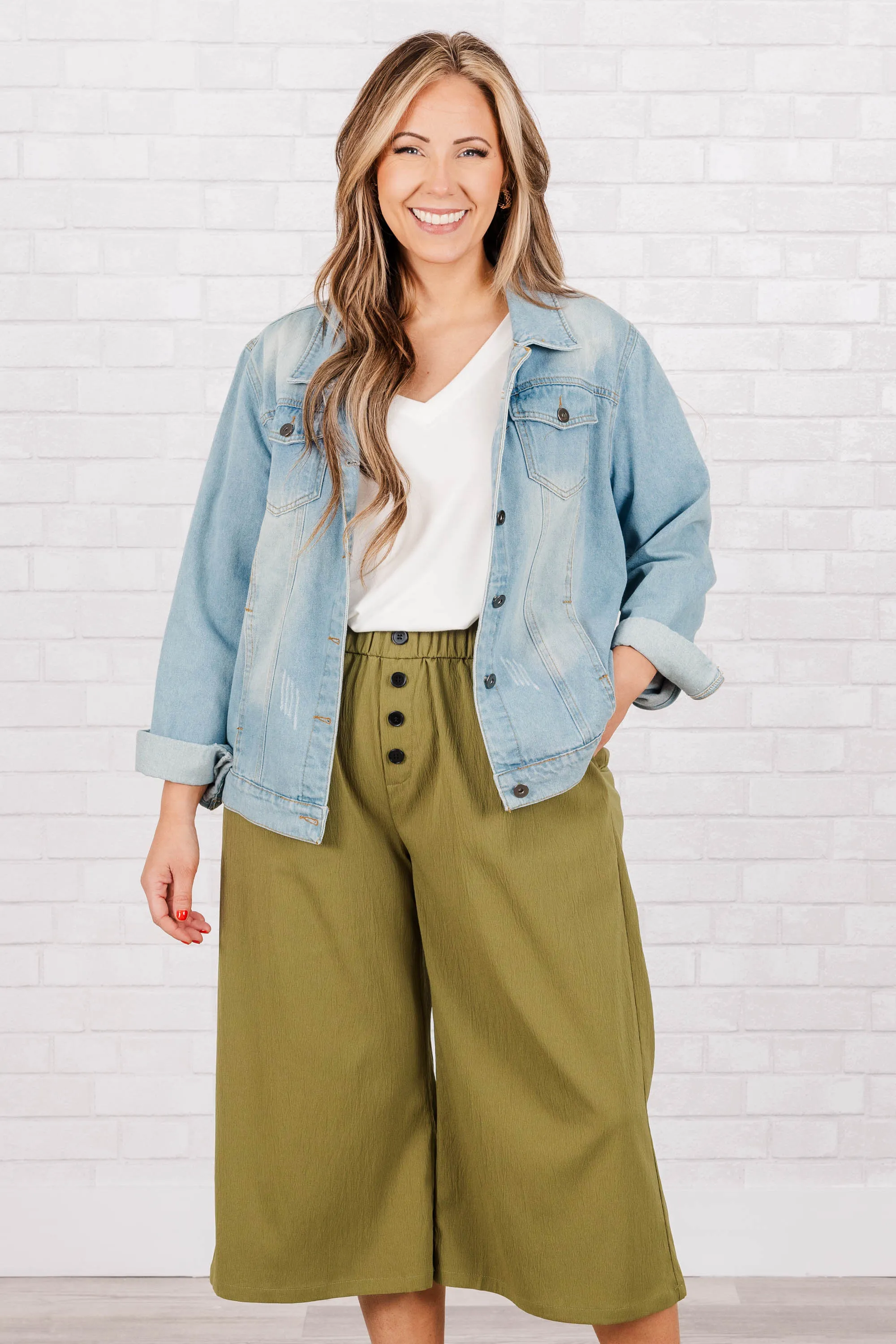 Buttons and Bells Pants, Olive