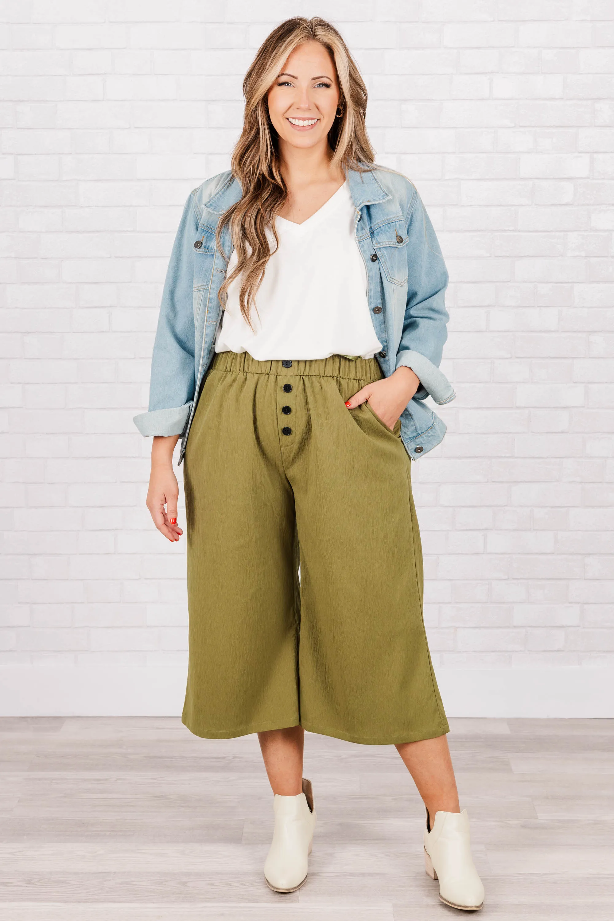 Buttons and Bells Pants, Olive