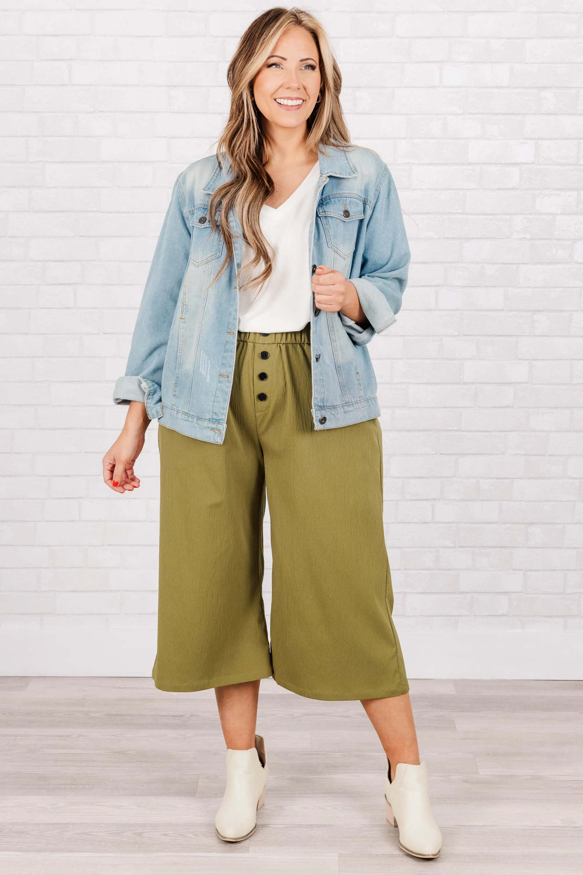 Buttons and Bells Pants, Olive