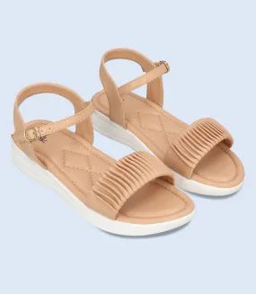 BW9629-BEIGE-Women Comfort Sandal