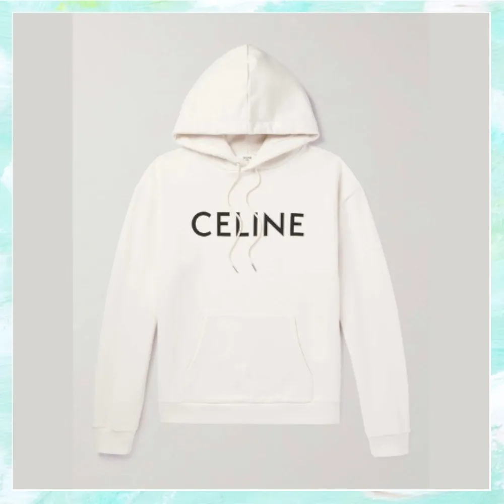 CELINE  |Unisex Street Style Long Sleeves Plain Cotton Logo Luxury