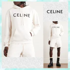 CELINE  |Unisex Street Style Long Sleeves Plain Cotton Logo Luxury