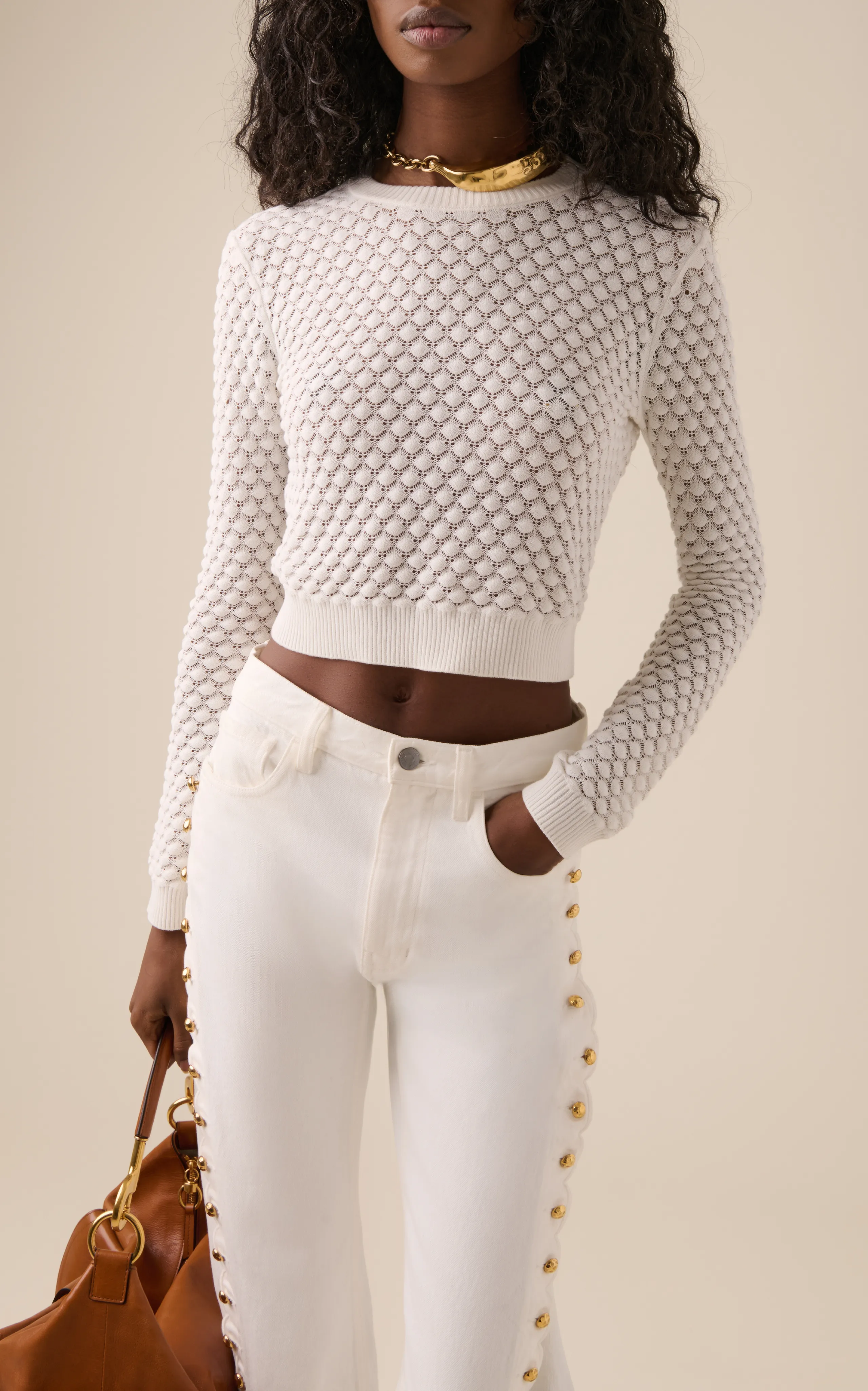 Chloé Pointelle-Knit Cotton Sweater