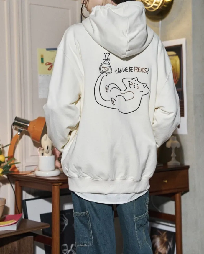 COMPAGNO  |[COMPAGNO]★Be Friends EMBROIDERED HOOD ZIP UP