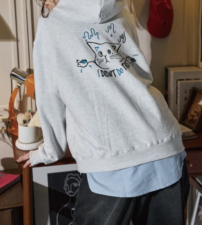 COMPAGNO  |[COMPAGNO]★DID NOT DO THIS EMBROIDERED HOODIE