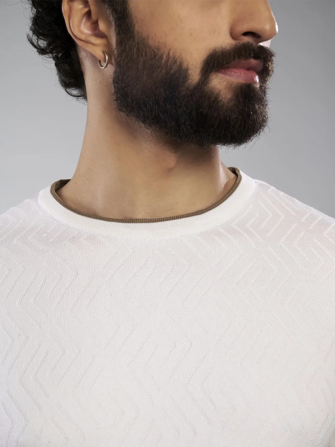 Crew Neck Pure Cotton White T-Shirt - Maze