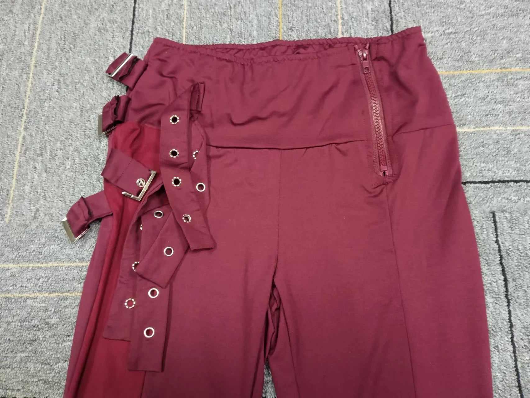 Elegant Solid Color High Waist Button Pants