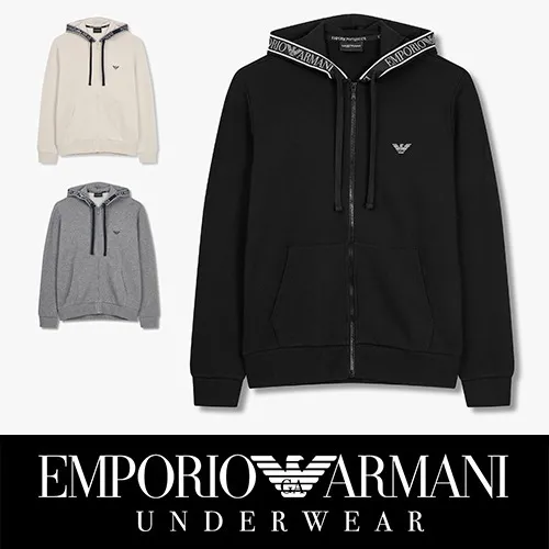 EMPORIO ARMANI  |Nylon Street Style Long Sleeves Cotton Logo Hoodies