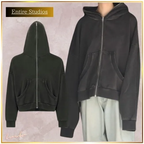 entire studios  |Unisex Street Style Plain Cotton Hoodies & Sweatshirts