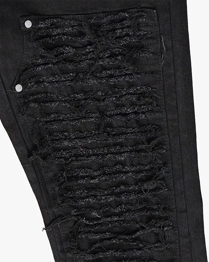 EPTM DISTRESSED CARPENTER FLARE PANTS-BLACK