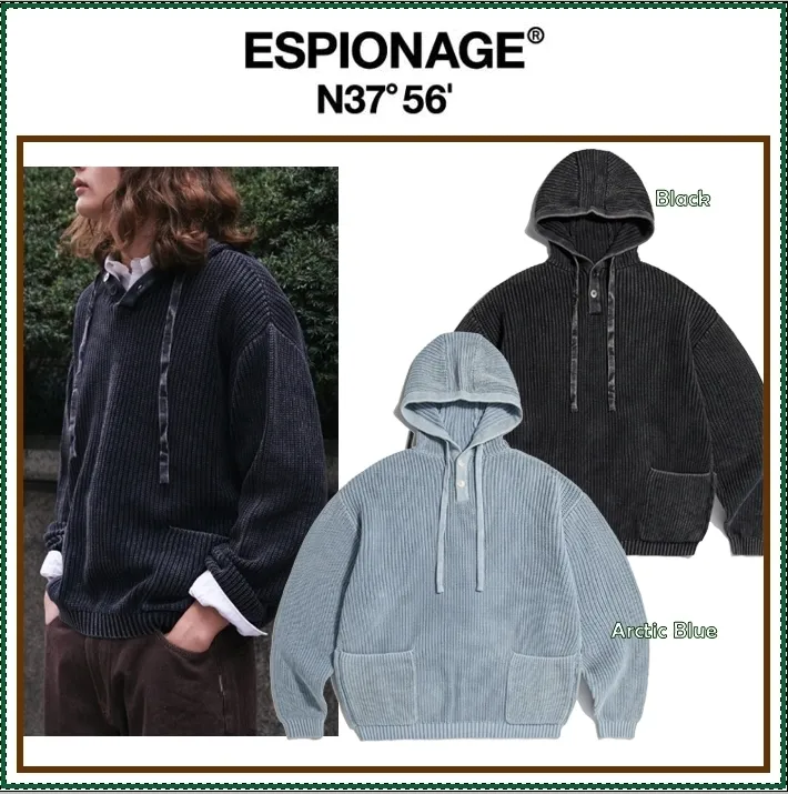 ESPIONAGE  |Street Style Long Sleeves Plain Logo Hoodies