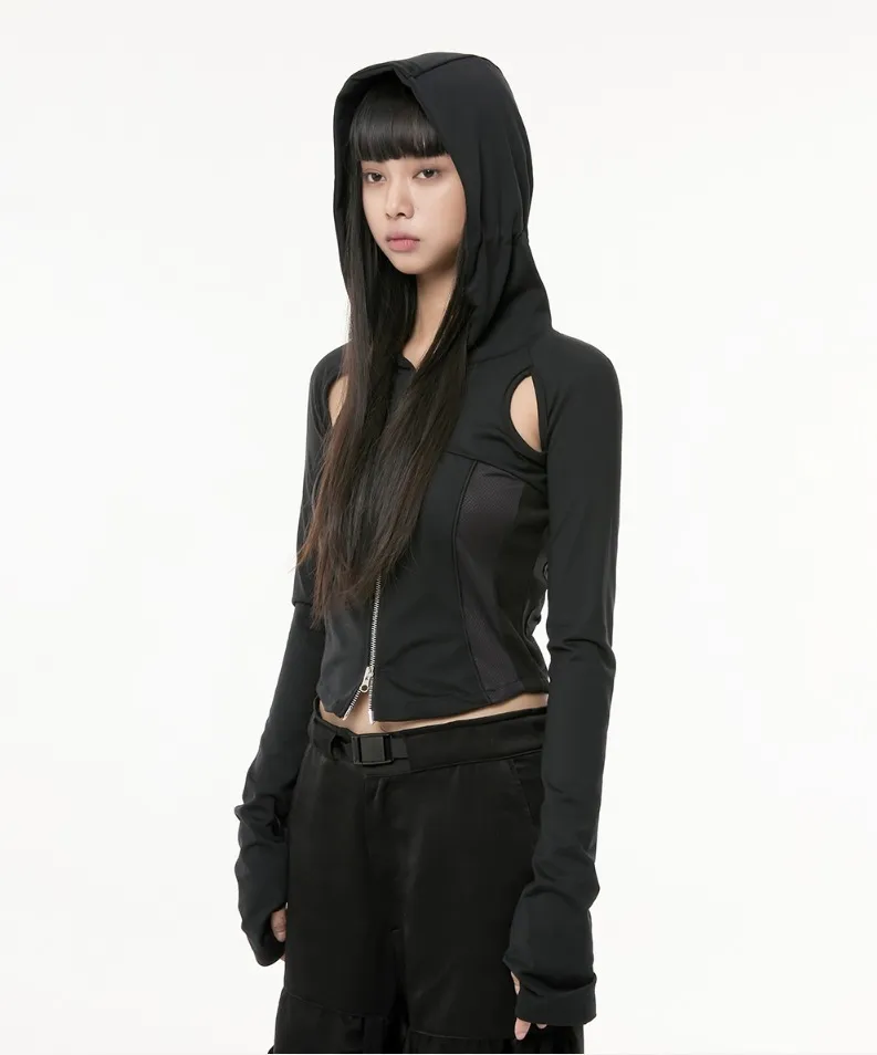 FLARE UP  |[ FLARE UP ]★19.Division Cut-out Hooded Zip-up (FL-111)