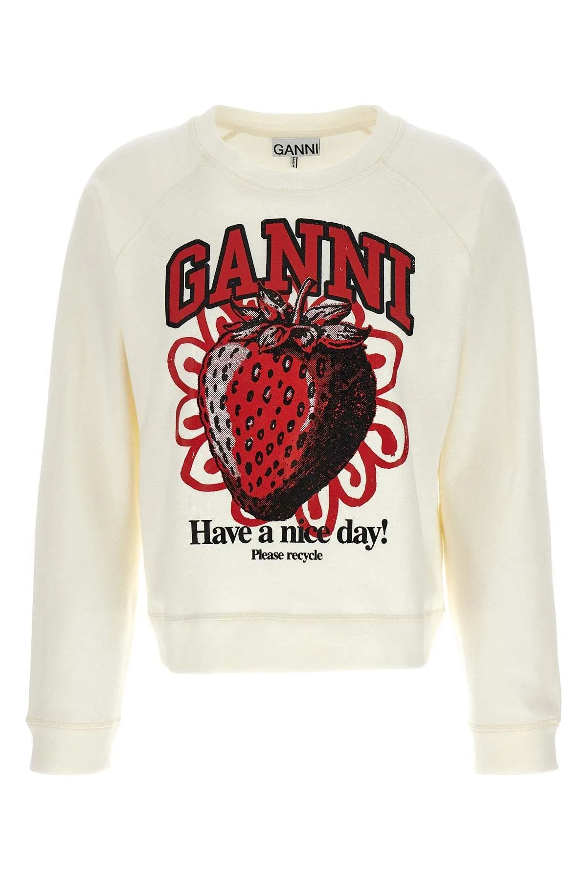 Ganni  |Crew Neck Long Sleeves Cotton Logo Hoodies & Sweatshirts