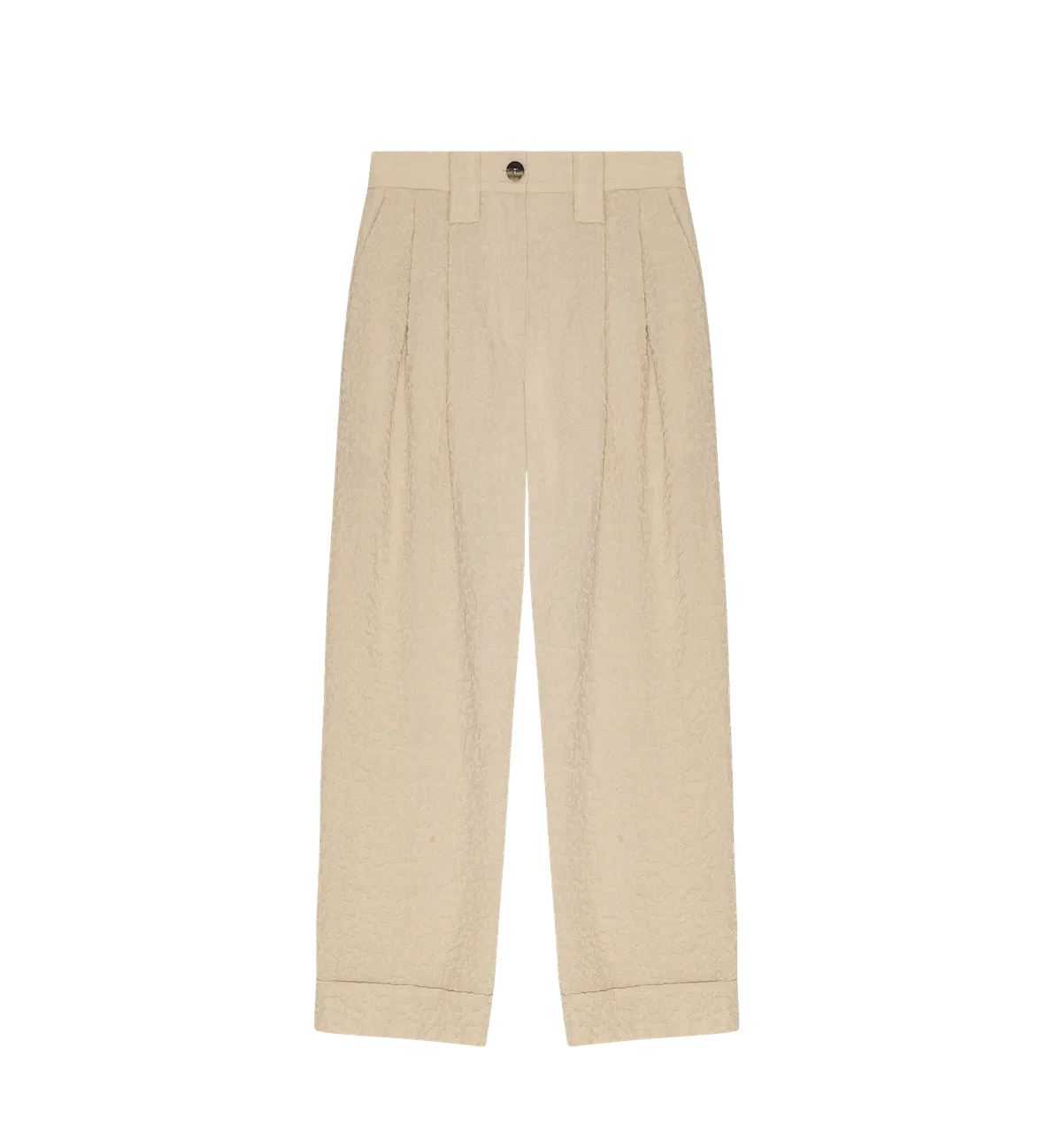 GANNI Textured Mid Waist Pants