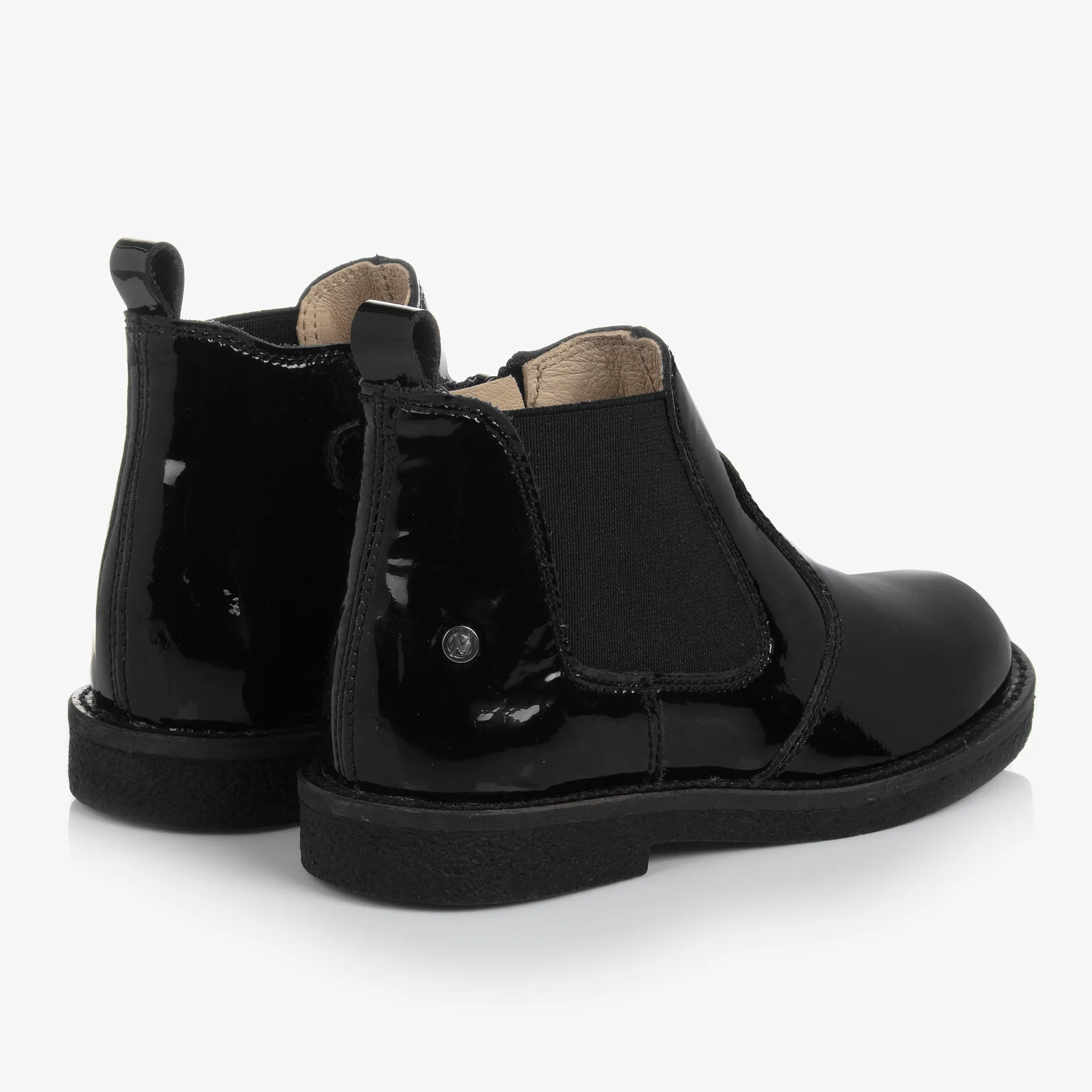 Girls Black Patent Chelsea Boots