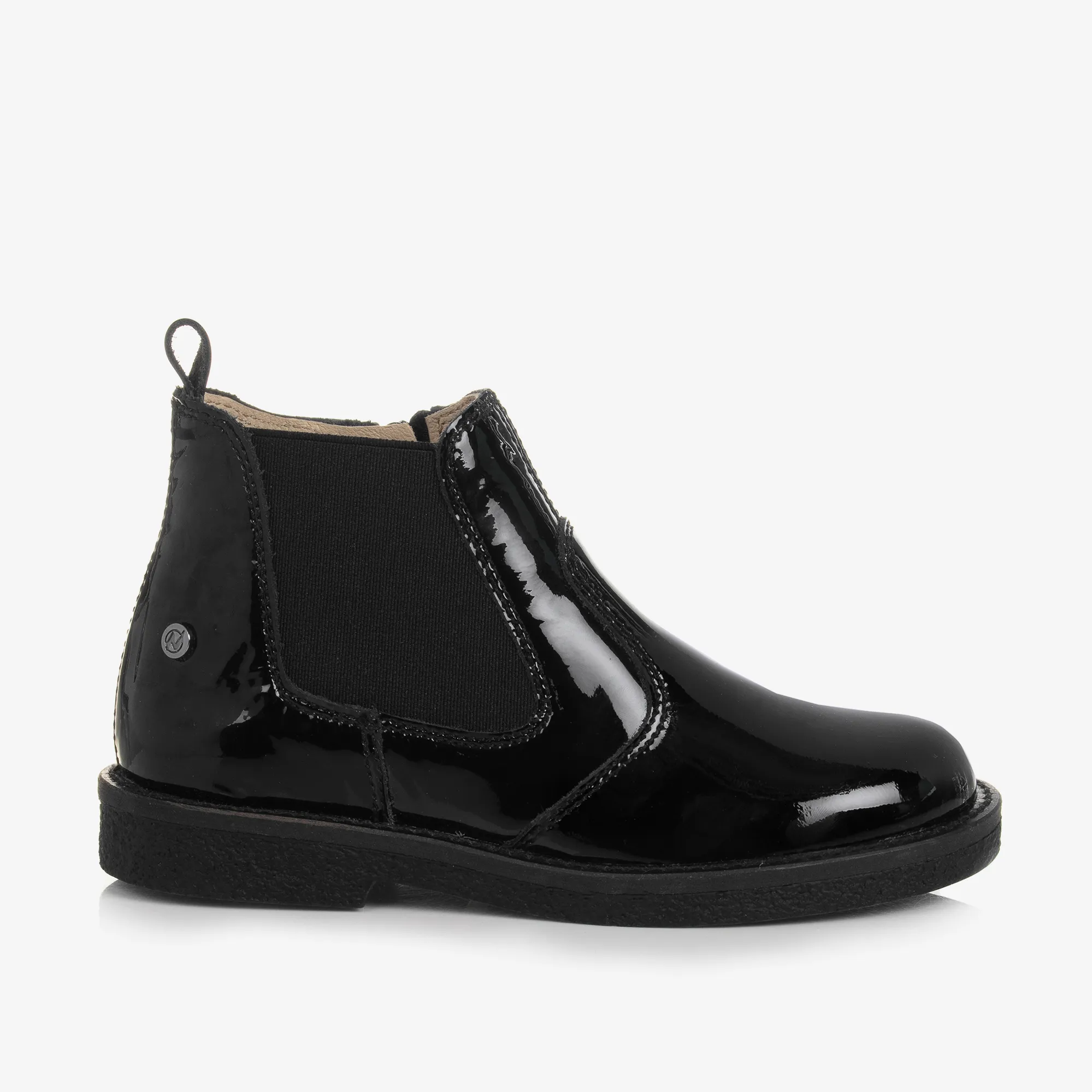 Girls Black Patent Chelsea Boots