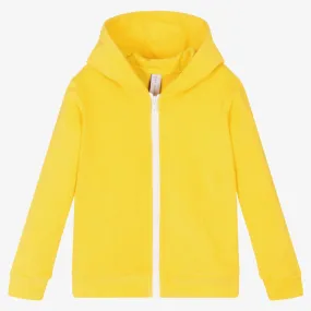 Girls Yellow Cotton Terry Zip-Up Hoodie