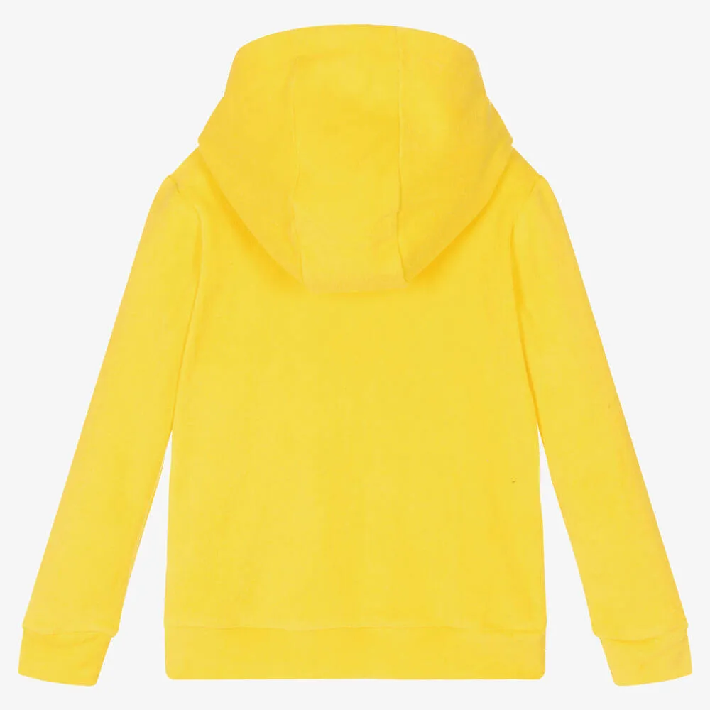 Girls Yellow Cotton Terry Zip-Up Hoodie